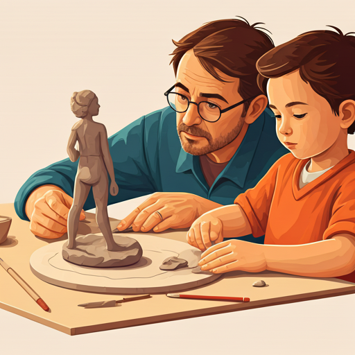 Manos de profesora y niño trabajando con arcilla