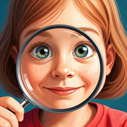 Niño mirando a través de una lupa